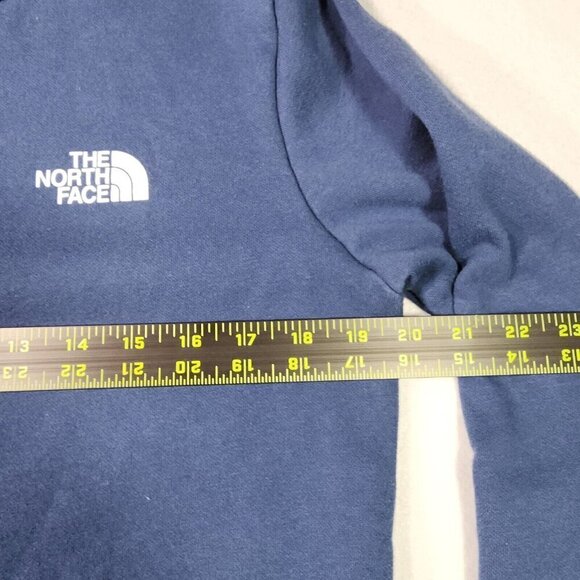 North Face Teen Girl Graphic Hoodie XXL 18 Blue Pink Cotton Poly Pocket Pullover - Picture 12 of 16